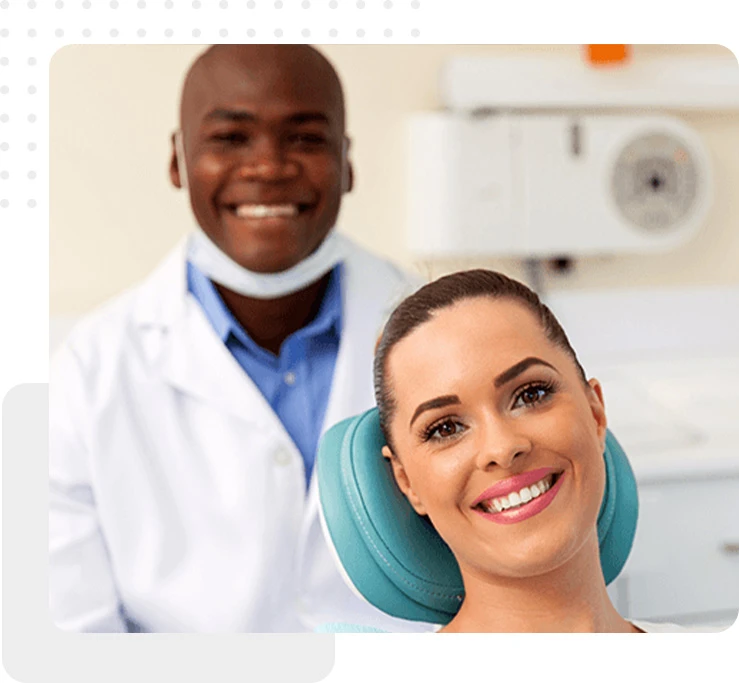 dentist and patient smiling