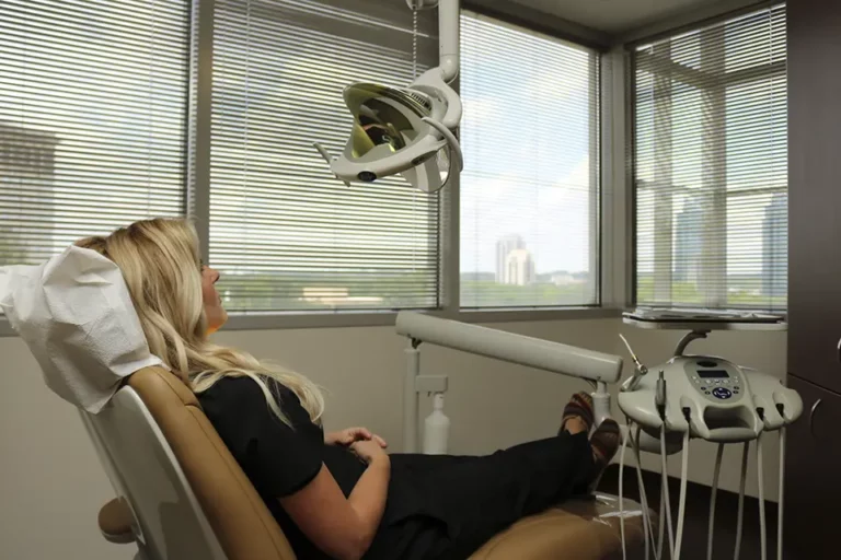 dental chair with patient